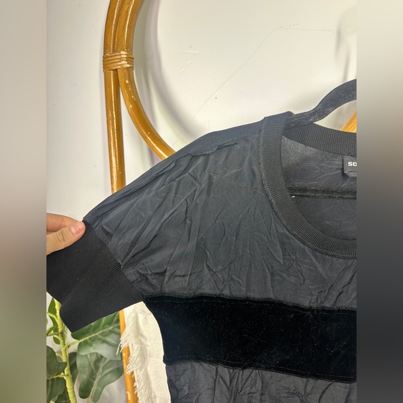 Sonia Rykiel Black Velvet Striped Blouse sz S - Picture 4 of 6